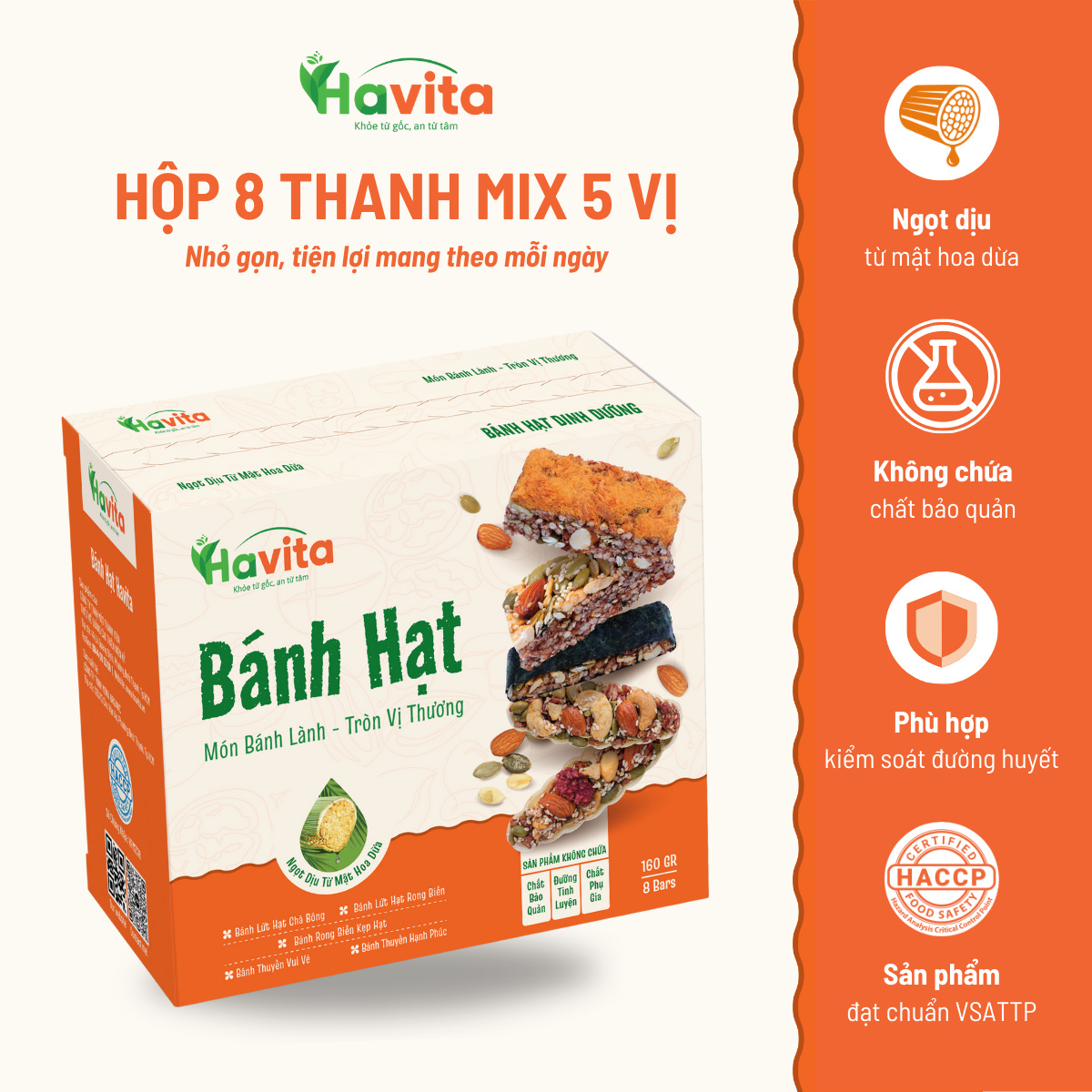 Sản phẩm hộp 8 thanh mix 5 vị Havita