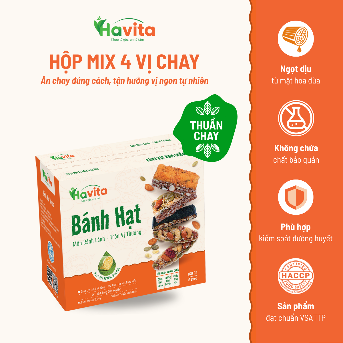 Bánh Hạt Havita - Hộp 8 Mix 4 Vị Chay