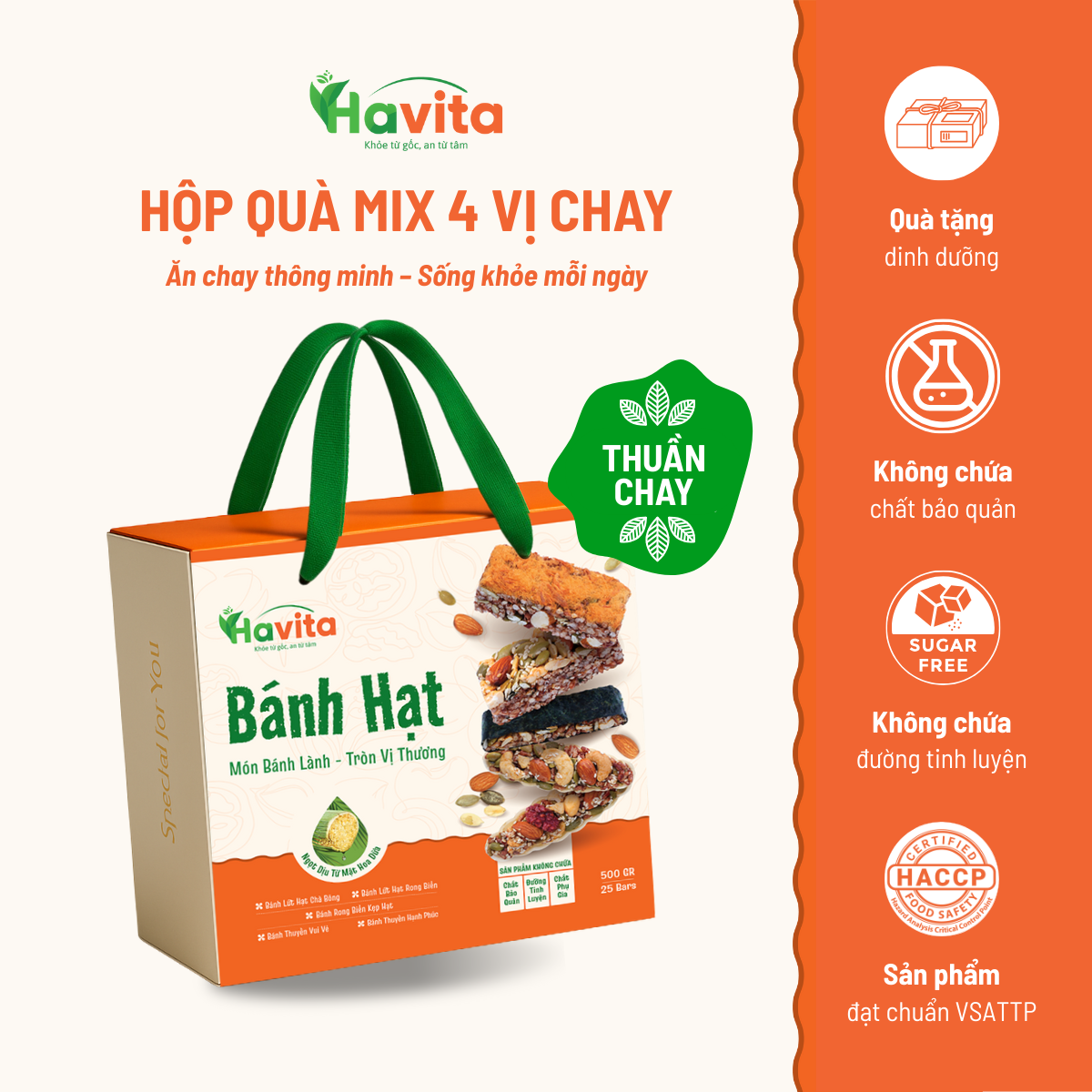Bánh Hạt Havita - Hộp Quà 25 Mix 4 Vị Chay