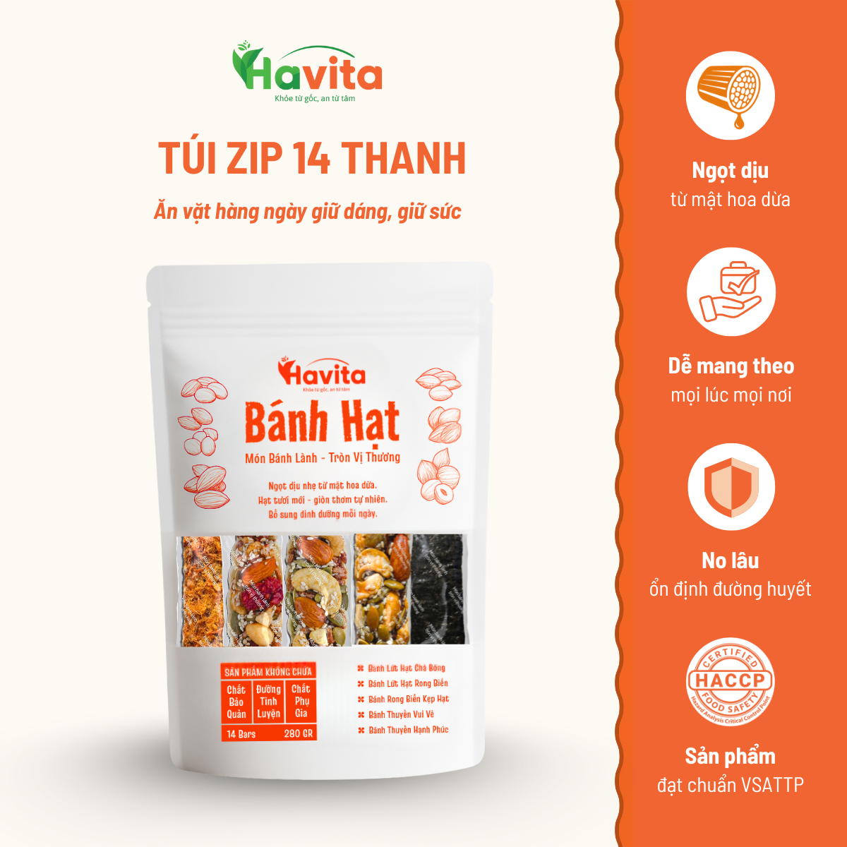 Bánh Hạt Havita - Túi Zip mix 5 vị