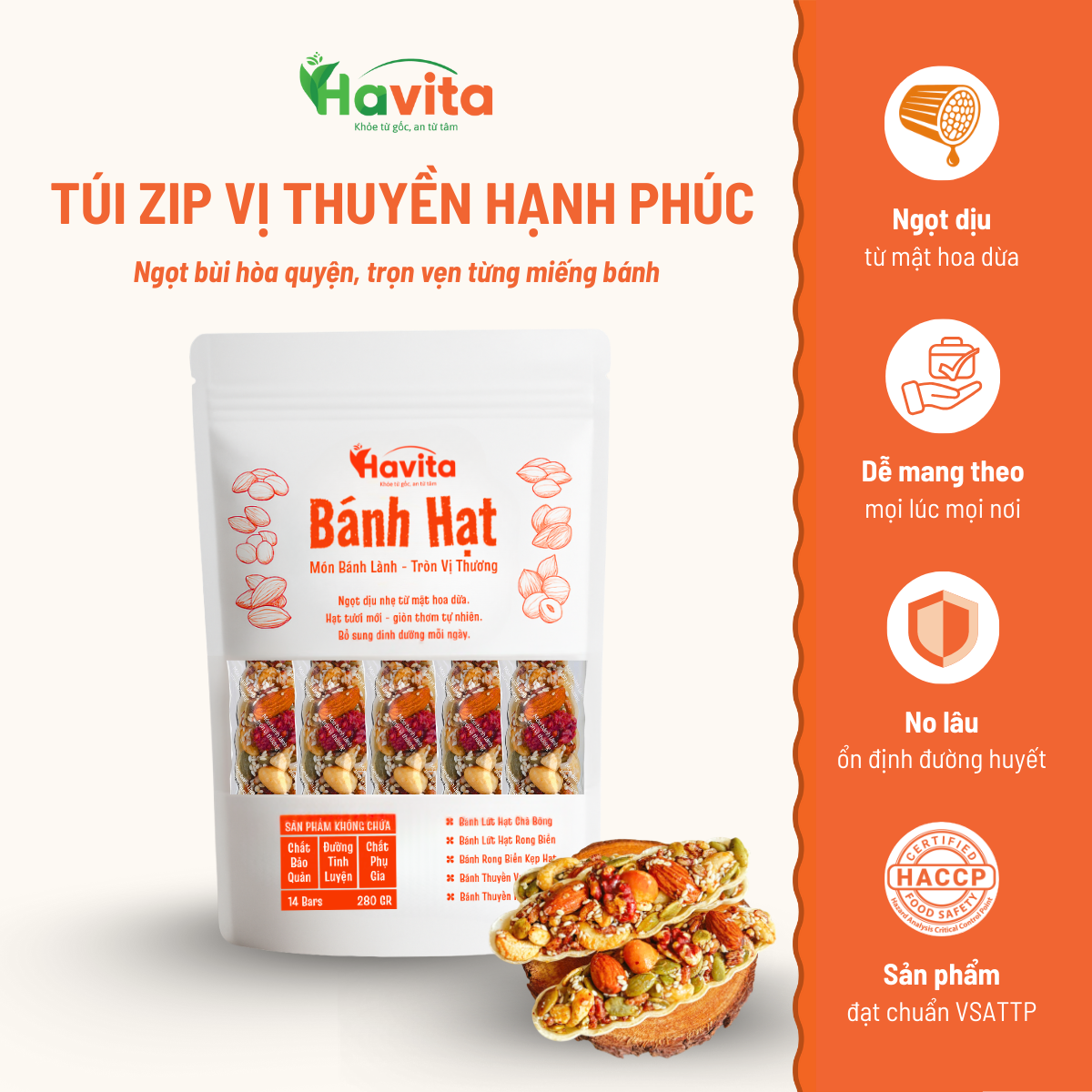 Bánh Hạt Havita - Túi Zip 14 vị thuyền hạnh phúc