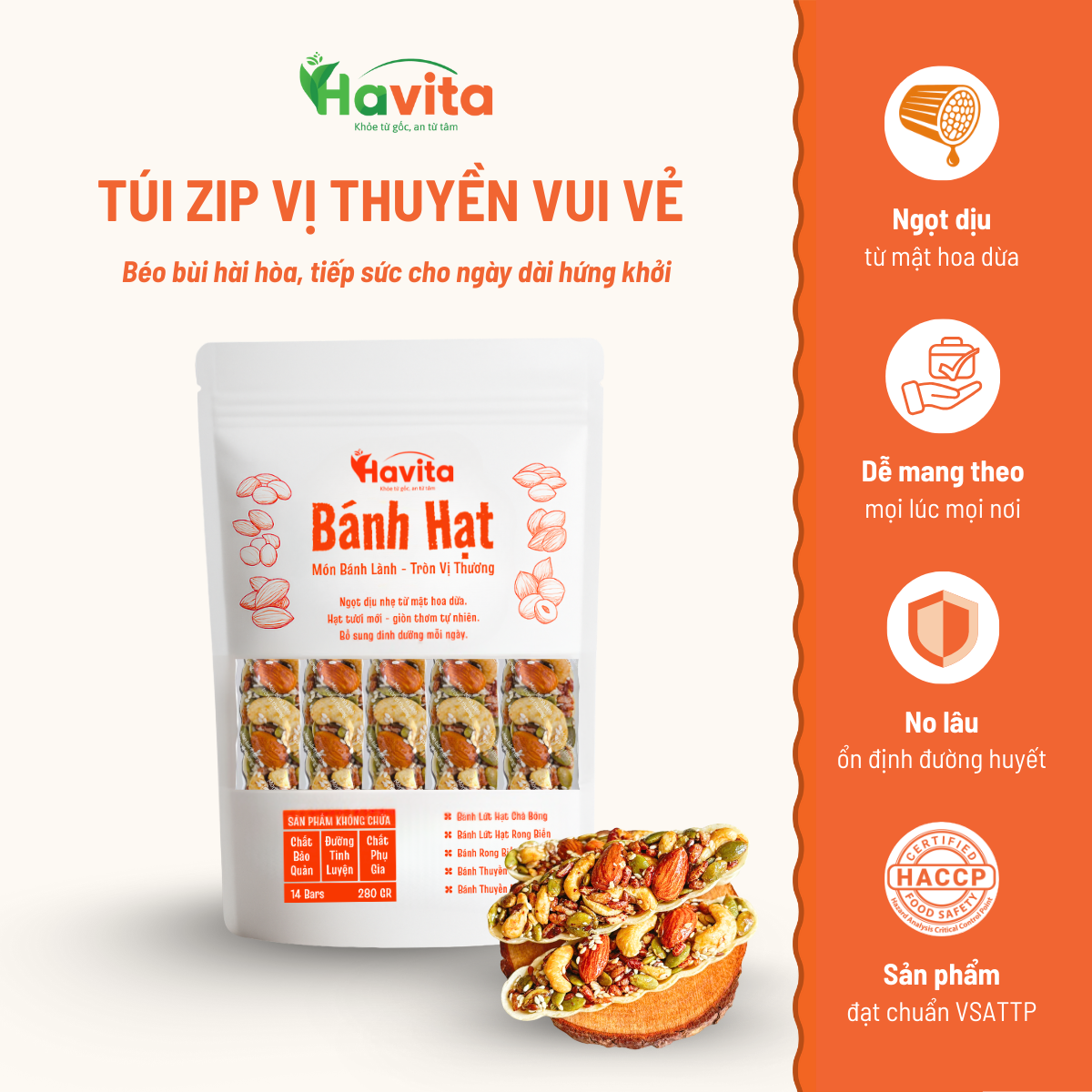 Bánh Hạt Havita - Túi Zip 14 vị thuyền vui vẻ